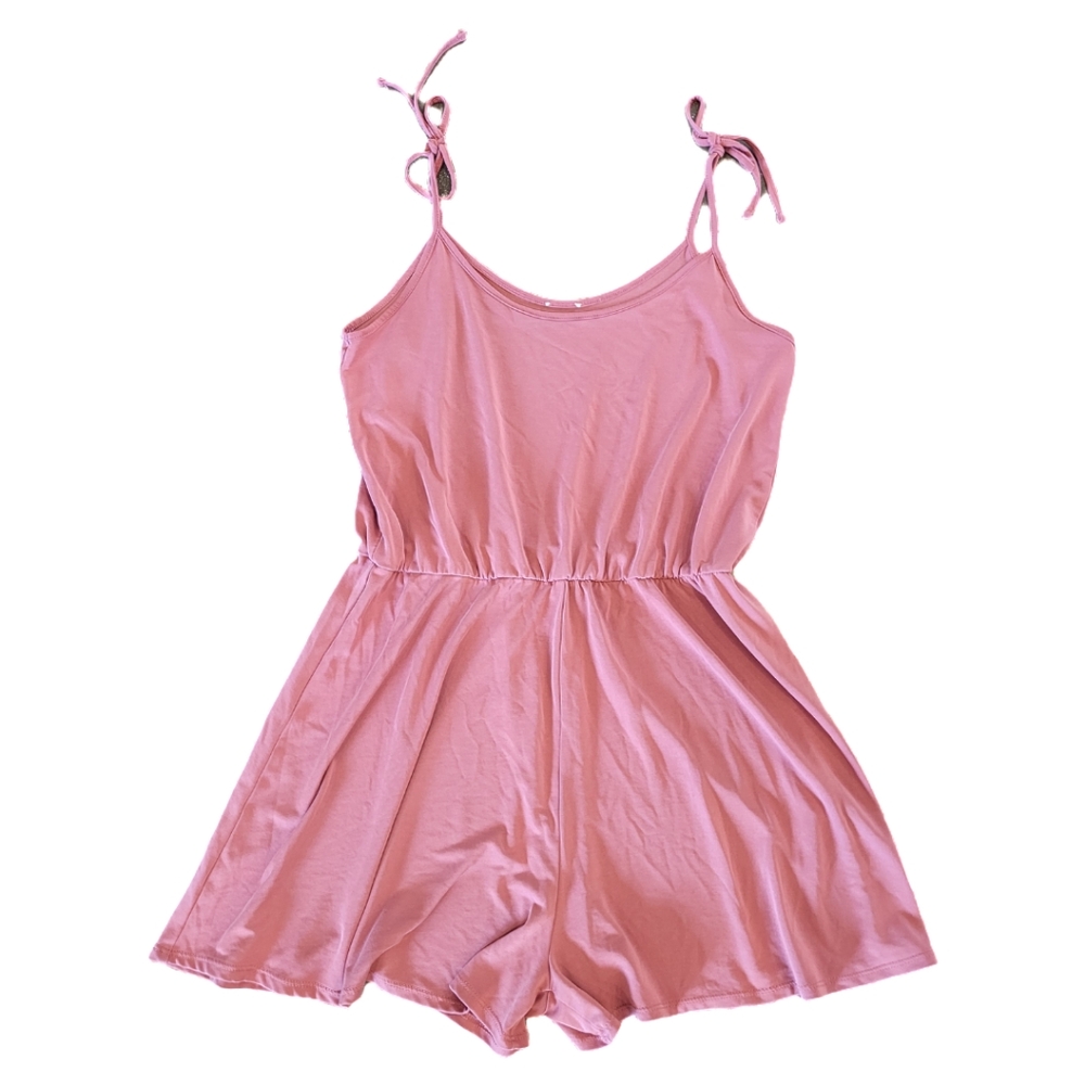 Garage Pink Sleeveless Romper Jumsuit with Tie Straps